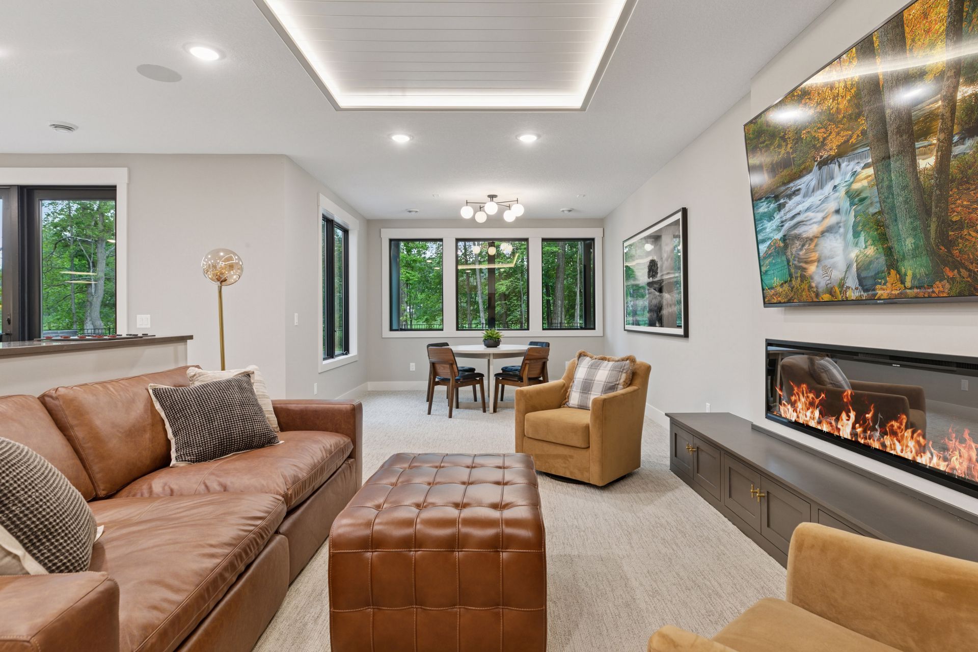 Media area step ceiling